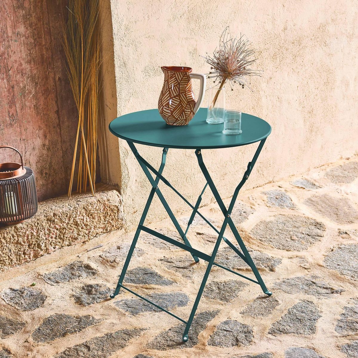 SWEEEK Table de jardin bistrot pliable - Emilia ronde - Table ronde Ø60cm en acier thermolaqué