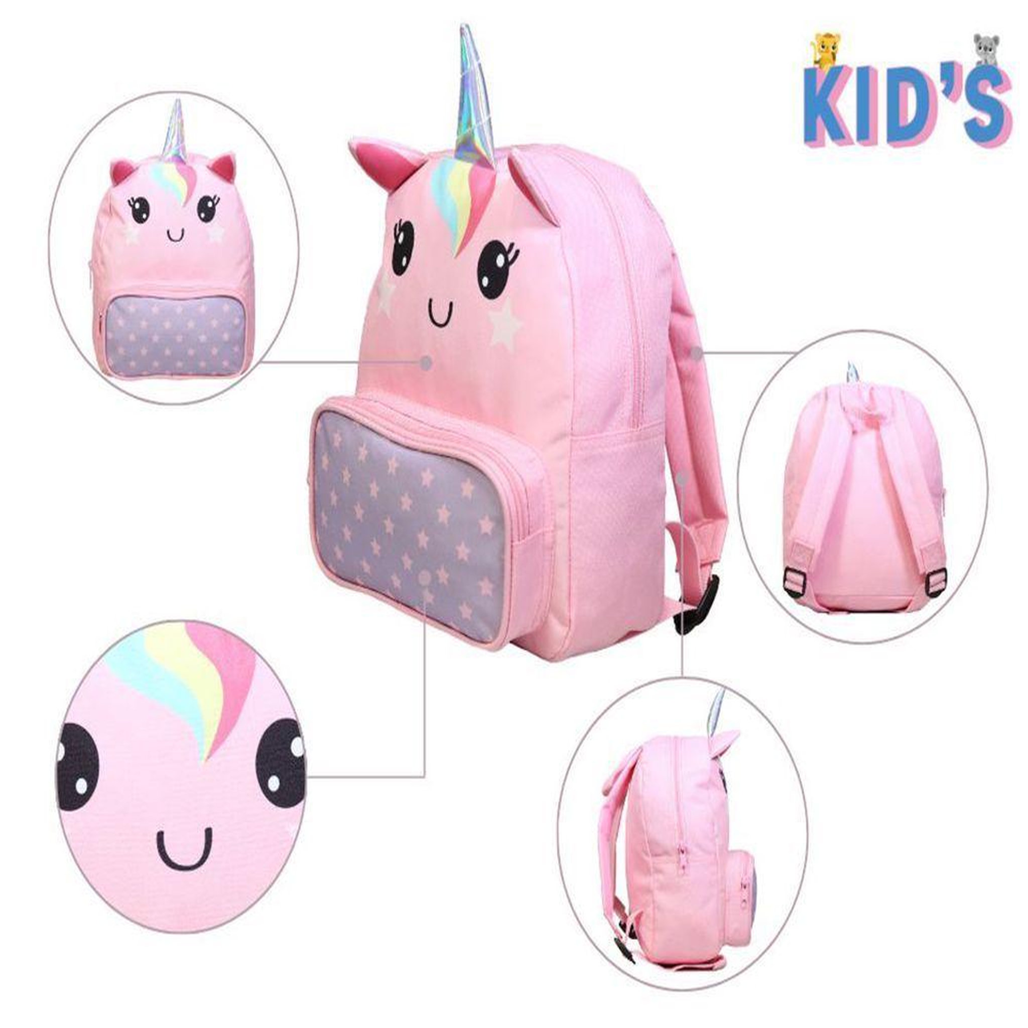 Voir la diapositive 5 : Bagtrotter BAGTROTTER Sac à dos gouter maternelle 3D Licorne Kids Rose