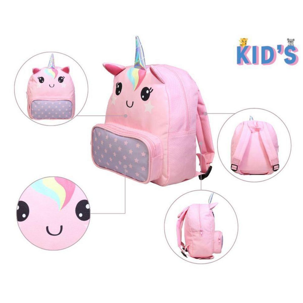 Bagtrotter BAGTROTTER Sac à dos gouter maternelle 3D Licorne Kids Rose