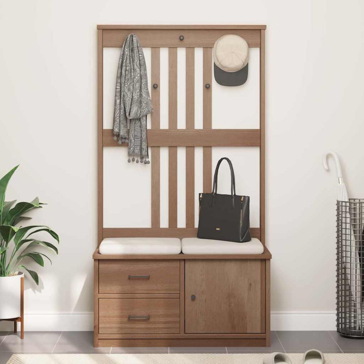 VIDAXL Portemanteau SANDENS 87x40x159,5 cm bois massif pin