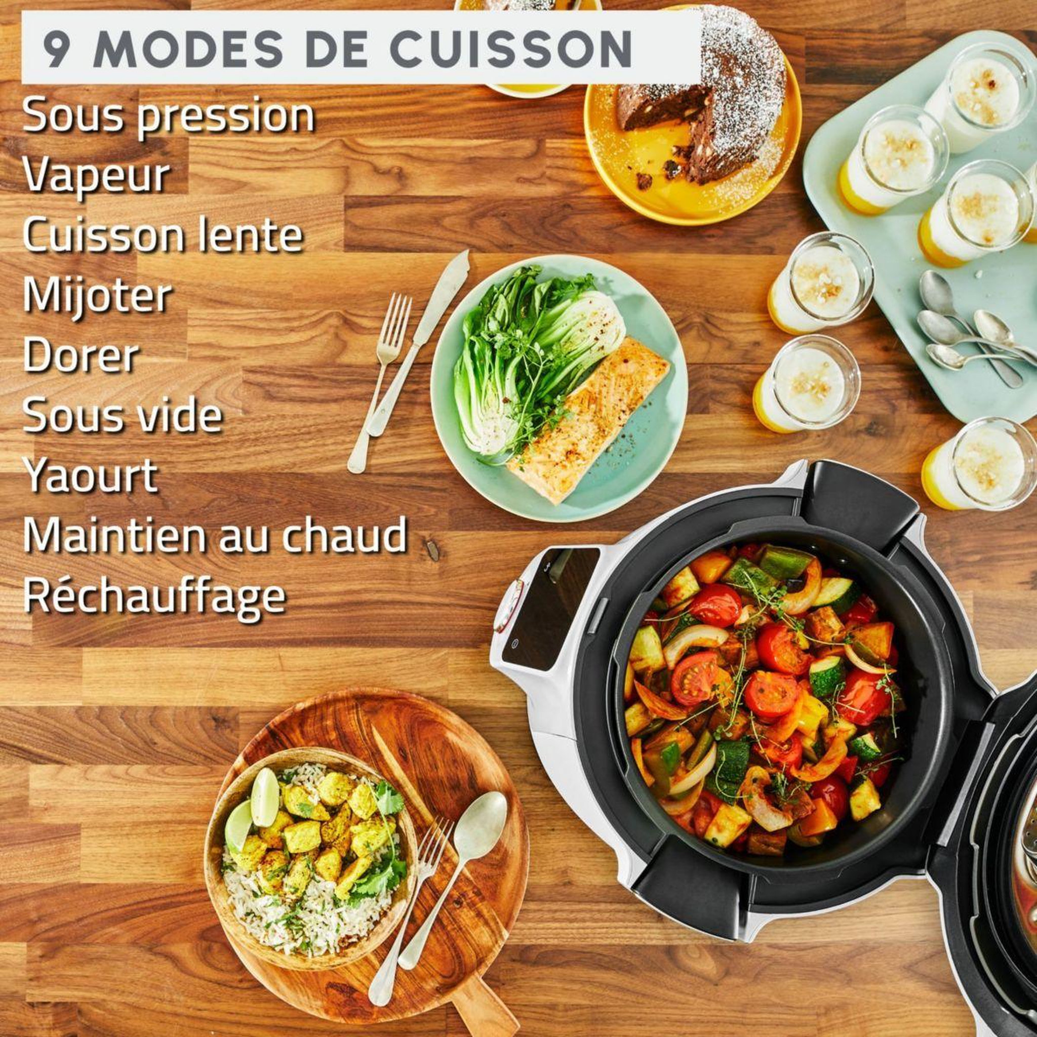 Voir la diapositive 3 : MOULINEX Cookeo YY5855FB Cookeo connecté WiFi 9-en-1 Blanc, 6 L - 150 recettes + couvercle Extra Crisp