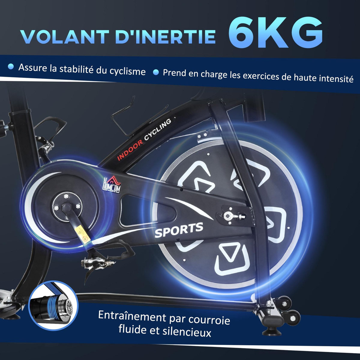 HOMCOM Vélo d'appartement cardio vélo biking écran multifonction selle et guidon réglable noir