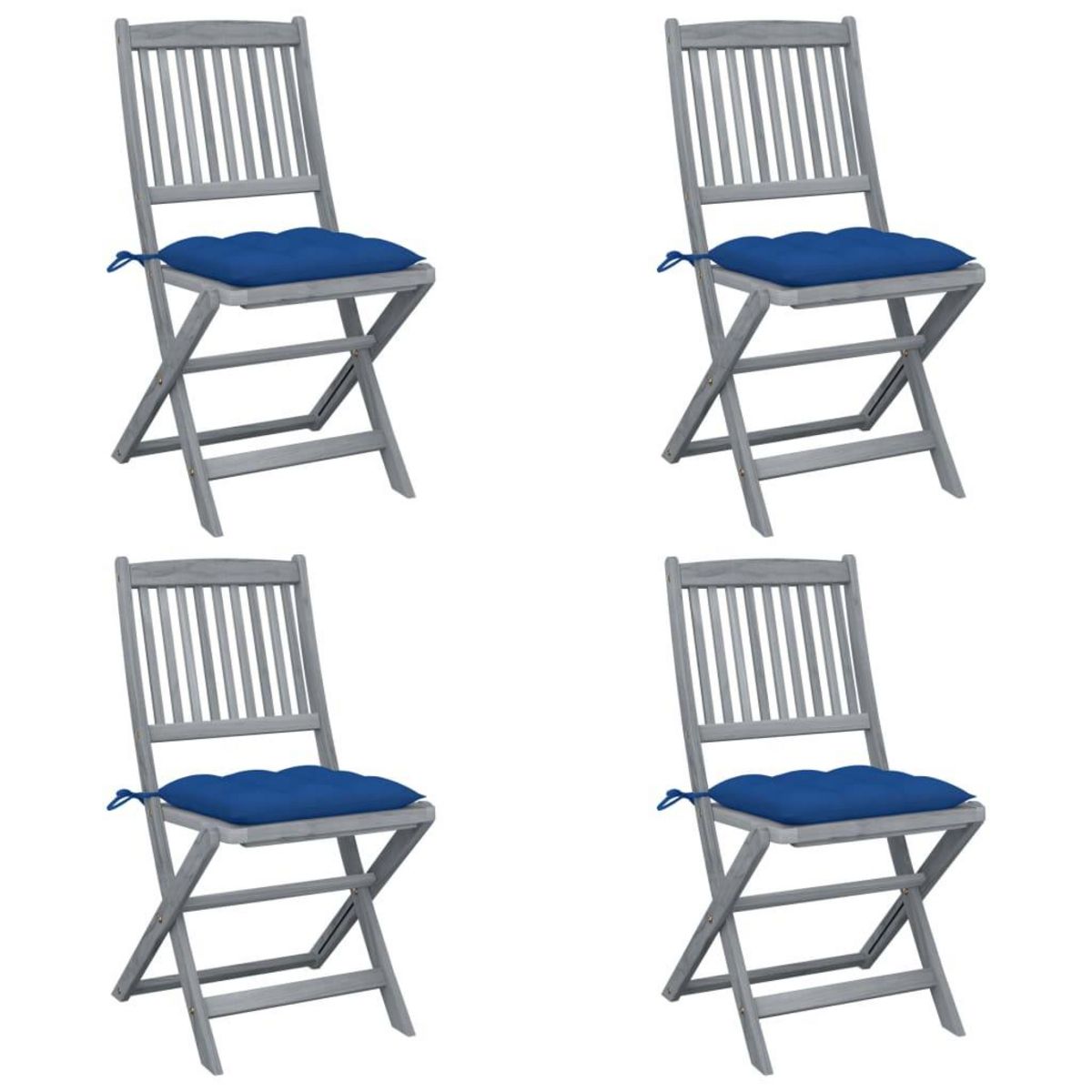 VIDAXL Chaises pliables d'exterieur lot de 4 et coussins Bois d'acacia