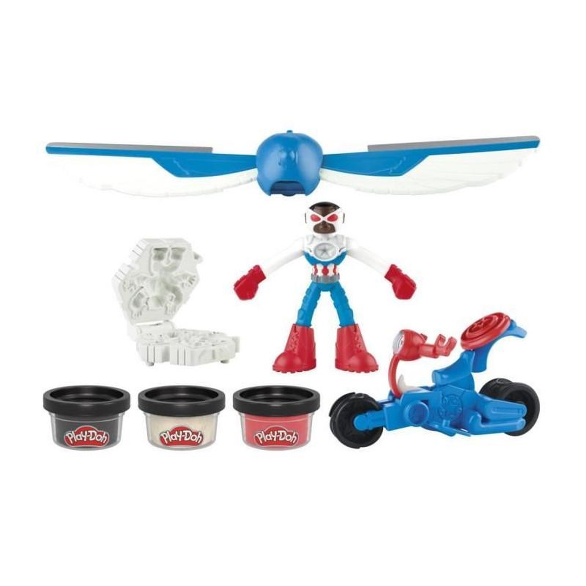 Voir la diapositive 2 : PLAYDOH Play-Doh Captain America, coffret Moto tranchante avec figurine flexible, 3 accessoires et pâte a modeler, des 4 ans, Marvel