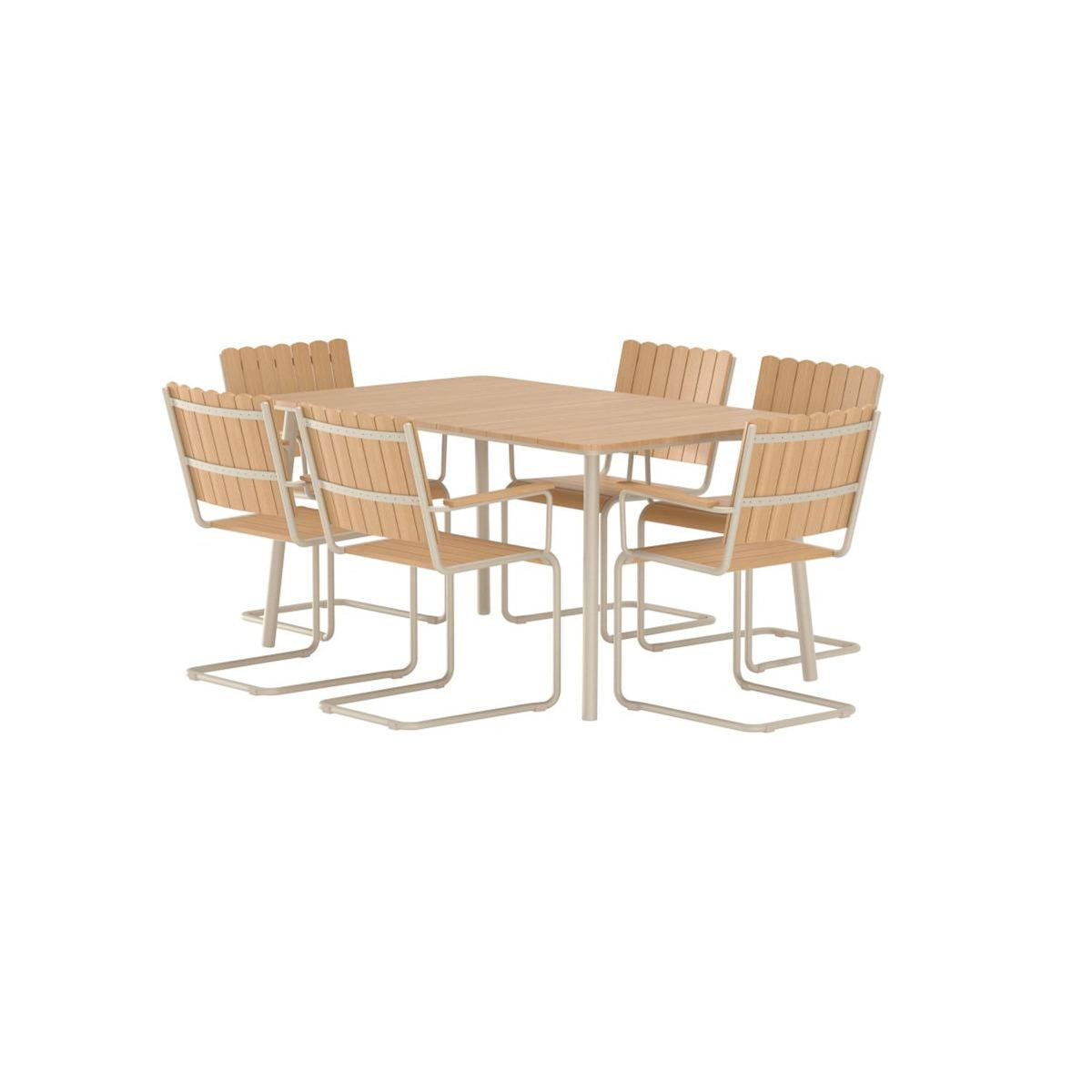 Paris Prix Ensemble Table de Jardin & 6 Chaises  Holmsund  150cm Naturel