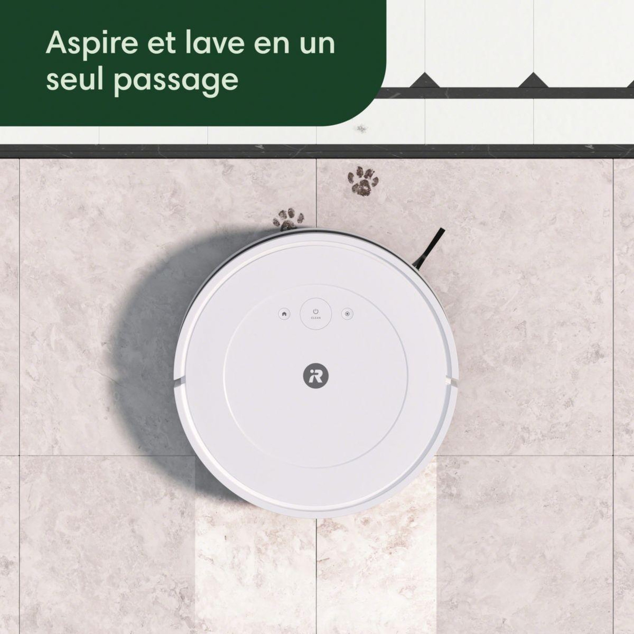 Voir la diapositive 2 : IROBOT Robot Aspirateur Laveur Roomba Combo Essential Y011240 blanc