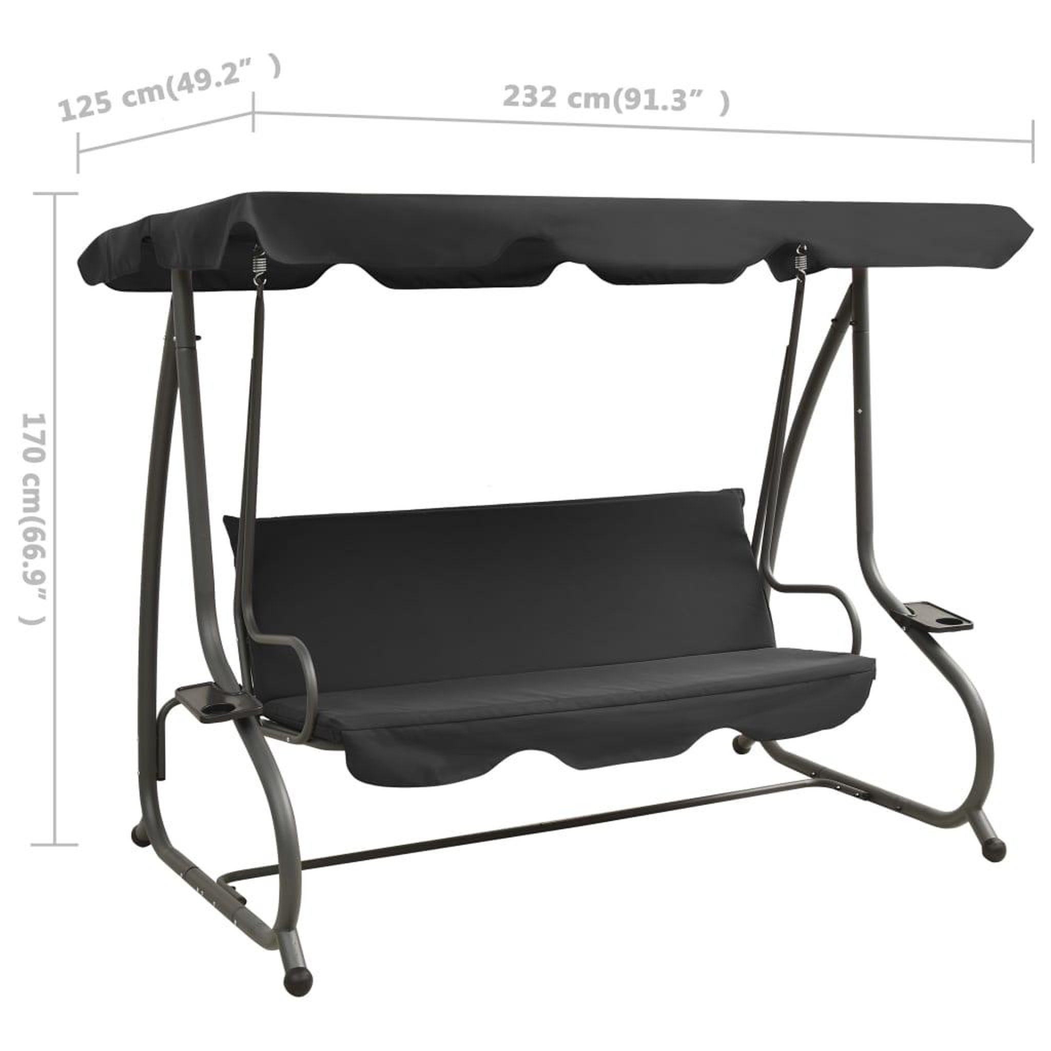 Voir la diapositive 6 : VIDAXL Balancelle d'exterieur avec auvent Anthracite
