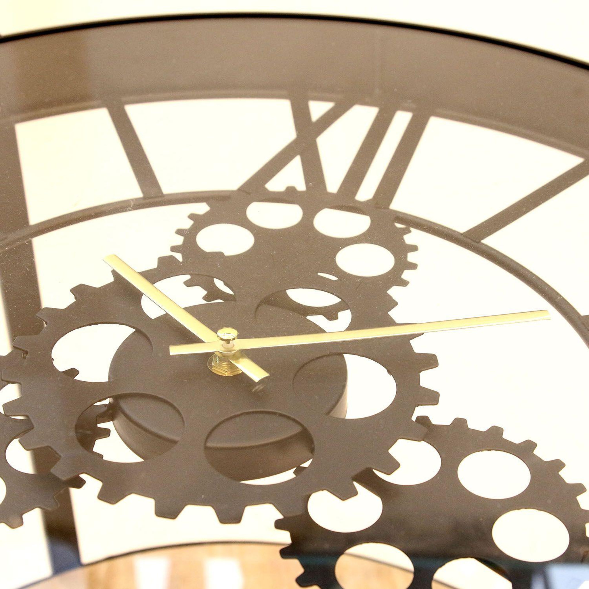Voir la diapositive 2 : The Home Deco Factory Table d'appoint design horloge vintage Oscar - Diam. 50 x H. 50 cm - Noir