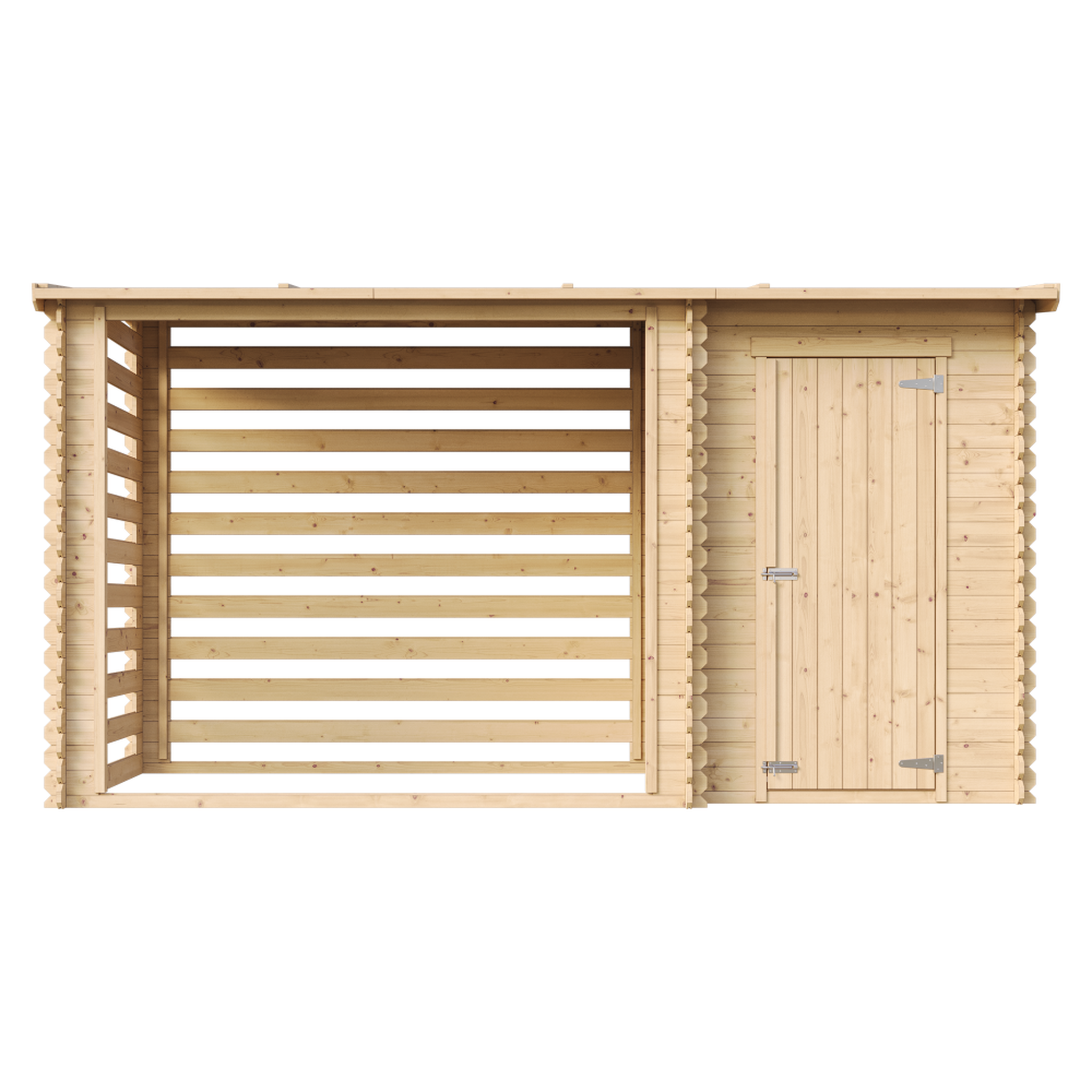 Voir la diapositive 2 : TIMBELA Abri de jardin, Bucher, Abri conteneur - Cabane de jardin avec Toit plat 2,54 m2+1,1 m2 M205