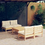 Voir la diapositive 1 : VIDAXL Salon de jardin 5 pcs avec coussins creme bois de pin