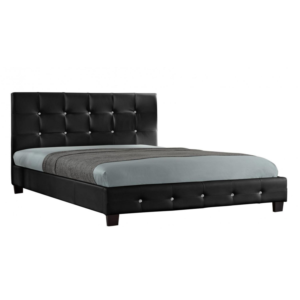 CONCEPT USINE Cadre de lit capitonné 140 x 190 cm noir NOTTINGHILL