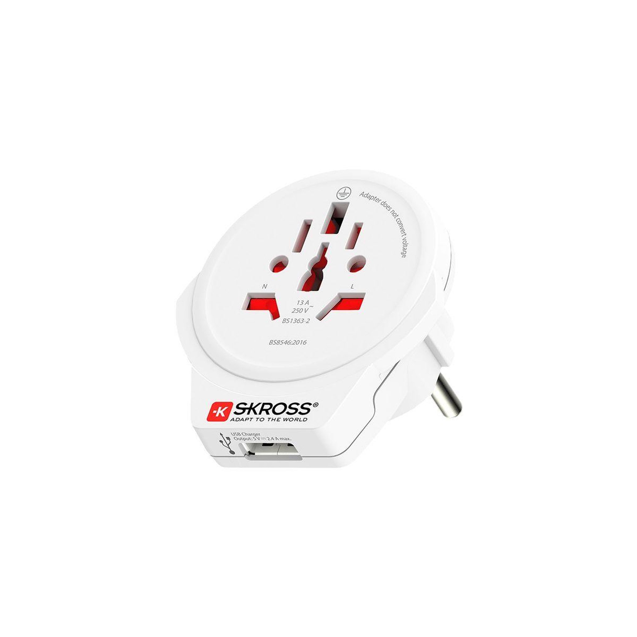 Skross Adaptateur de voyage Monde vers Europe + USB-A