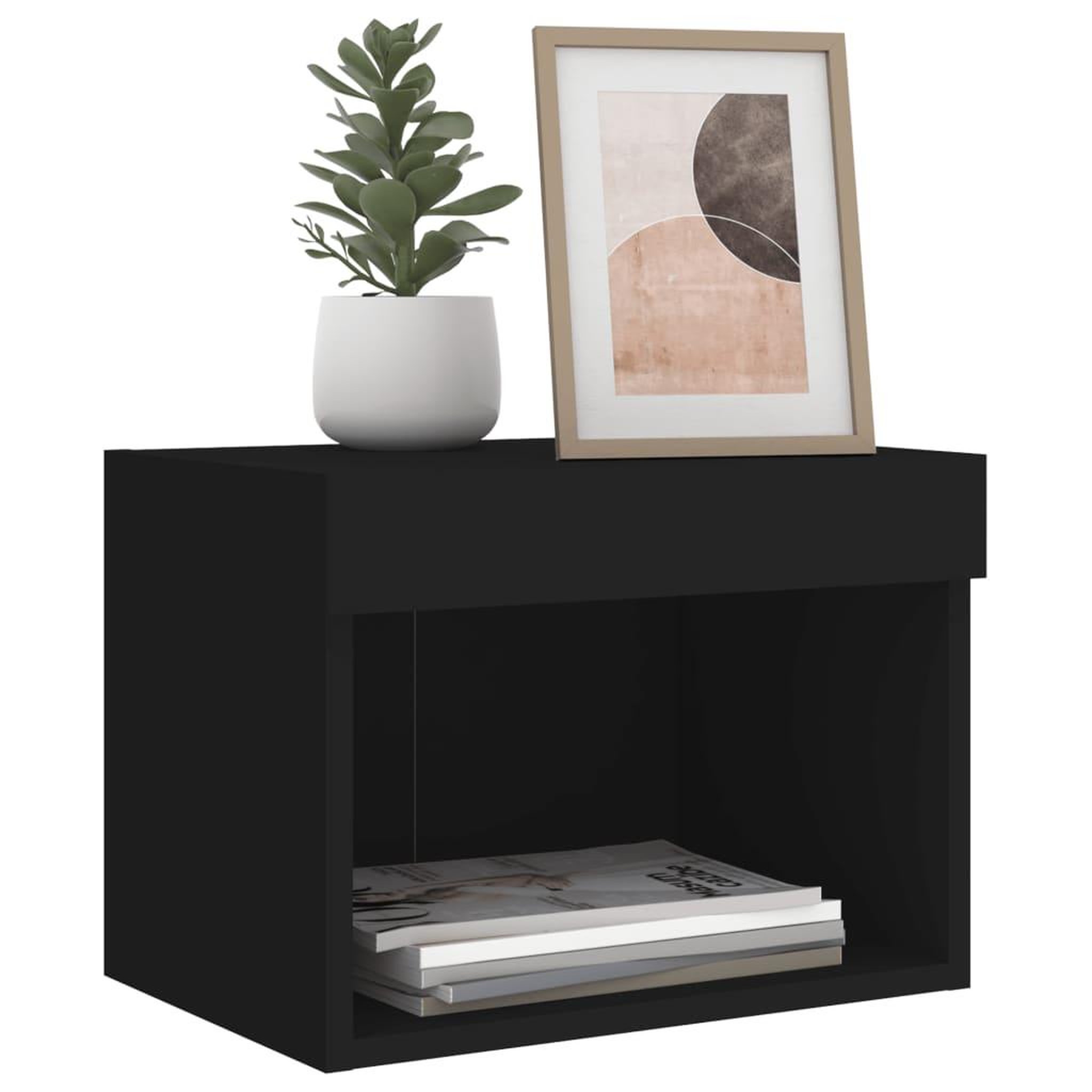 Voir la diapositive 5 : VIDAXL Table de chevet murale avec lumieres LED noir