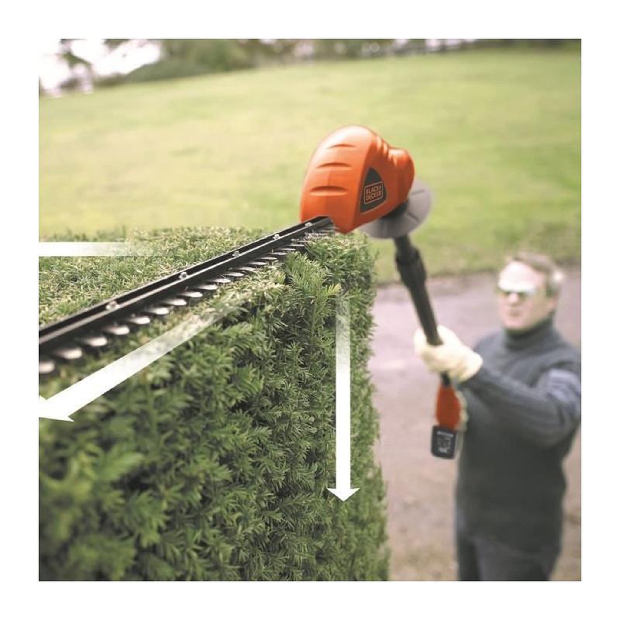 Voir la diapositive 2 : Black et Decker BLACK+DECKER Taille-Haie Longue Portée 43 cm 18V 2 Ah GTC1843L20-QW - Lames Affutées Au Diamant