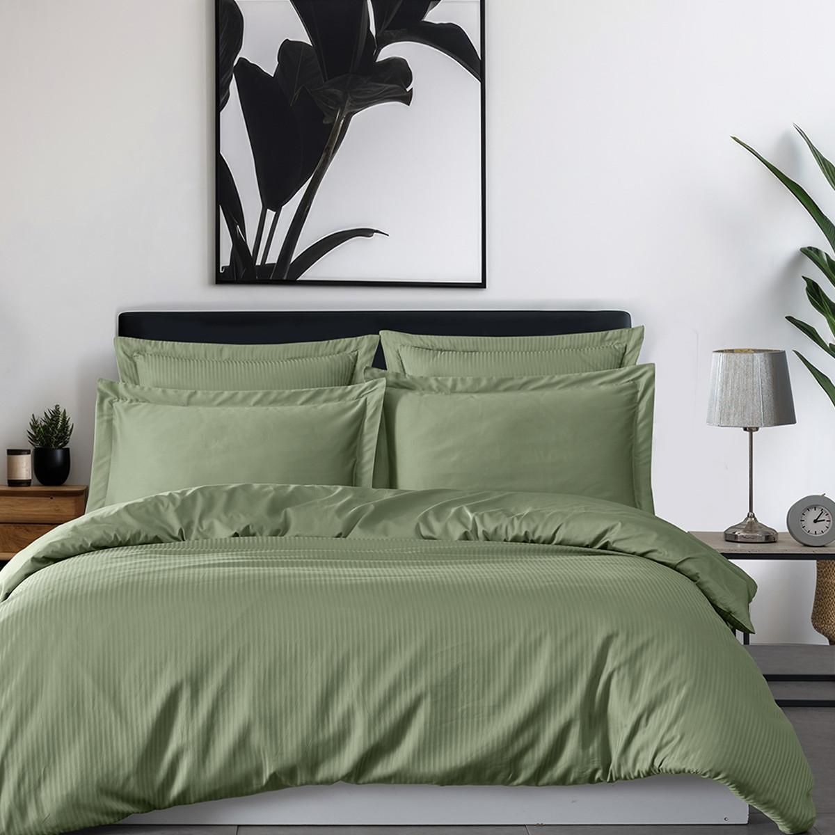 Sensei Maison Parure housse de couette rayée satin + 2 taies 50x70 cm VERSALUXE