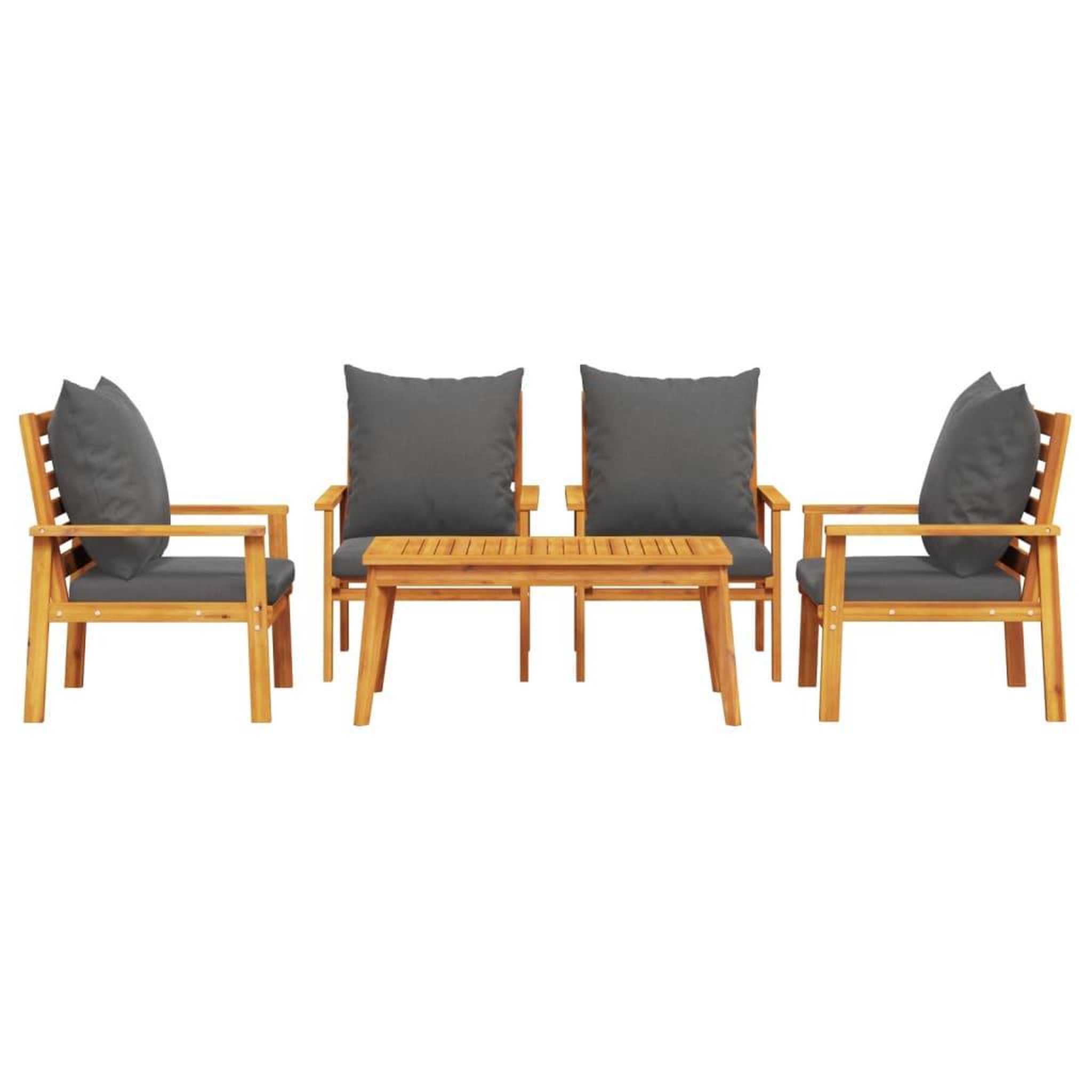 Voir la diapositive 3 : VIDAXL Salon de jardin avec coussins 5 pcs Bois d'acacia solide