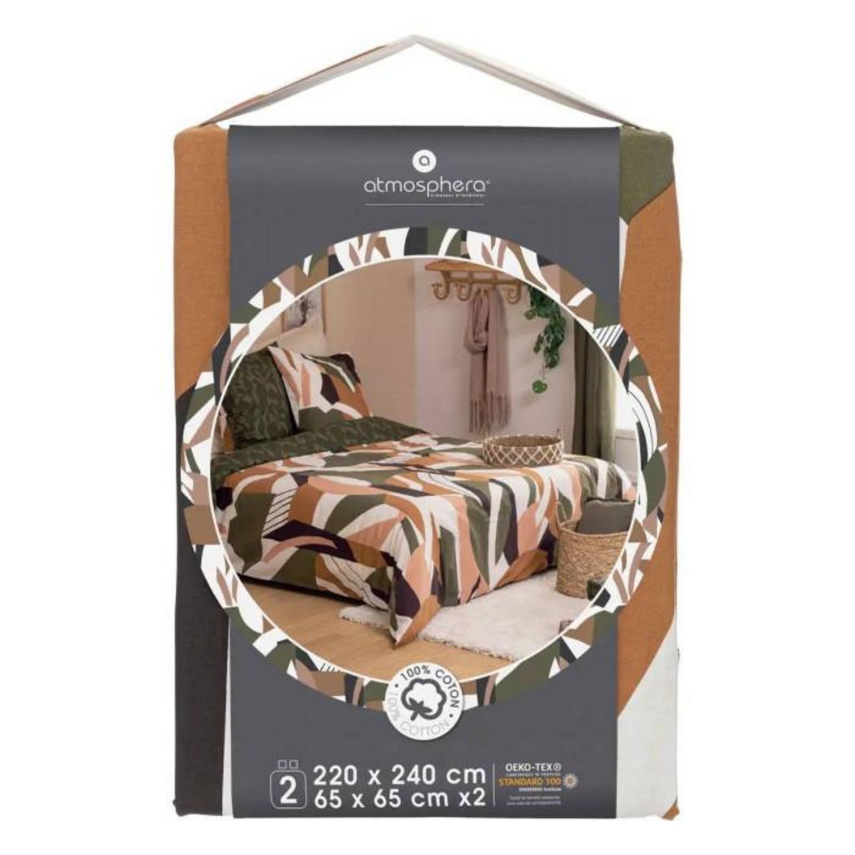 ATMOSPHERA Parure de Lit 3 Pièces  Arik  240x220cm Kaki