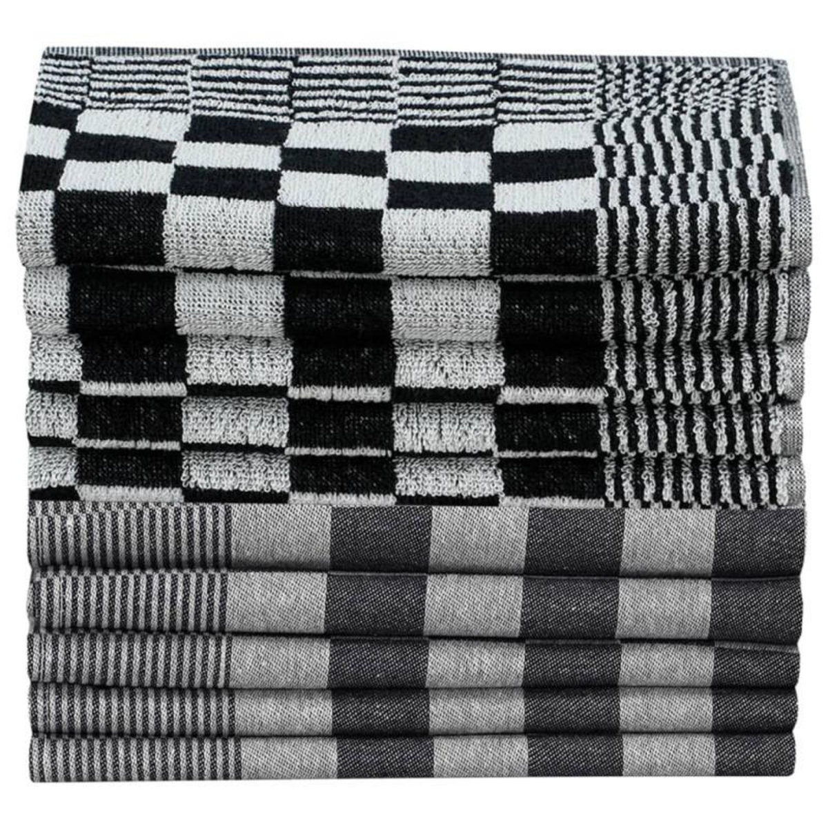 VIDAXL Ensemble de serviettes 10 pcs noir et blanc coton