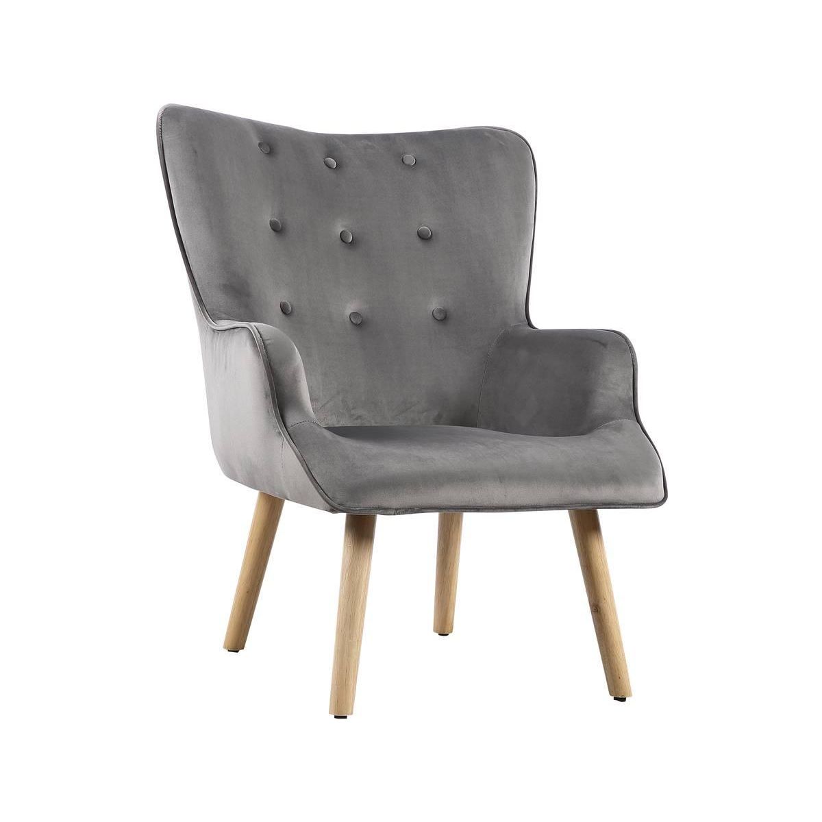 Habitat et Jardin Fauteuil style scandinave velours  Odense  - 73 x 81 x 92.5 cm - 1 place - Gris