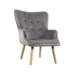 Habitat et Jardin Fauteuil style scandinave velours  Odense  - 73 x 81 x 92.5 cm - 1 place - Gris
