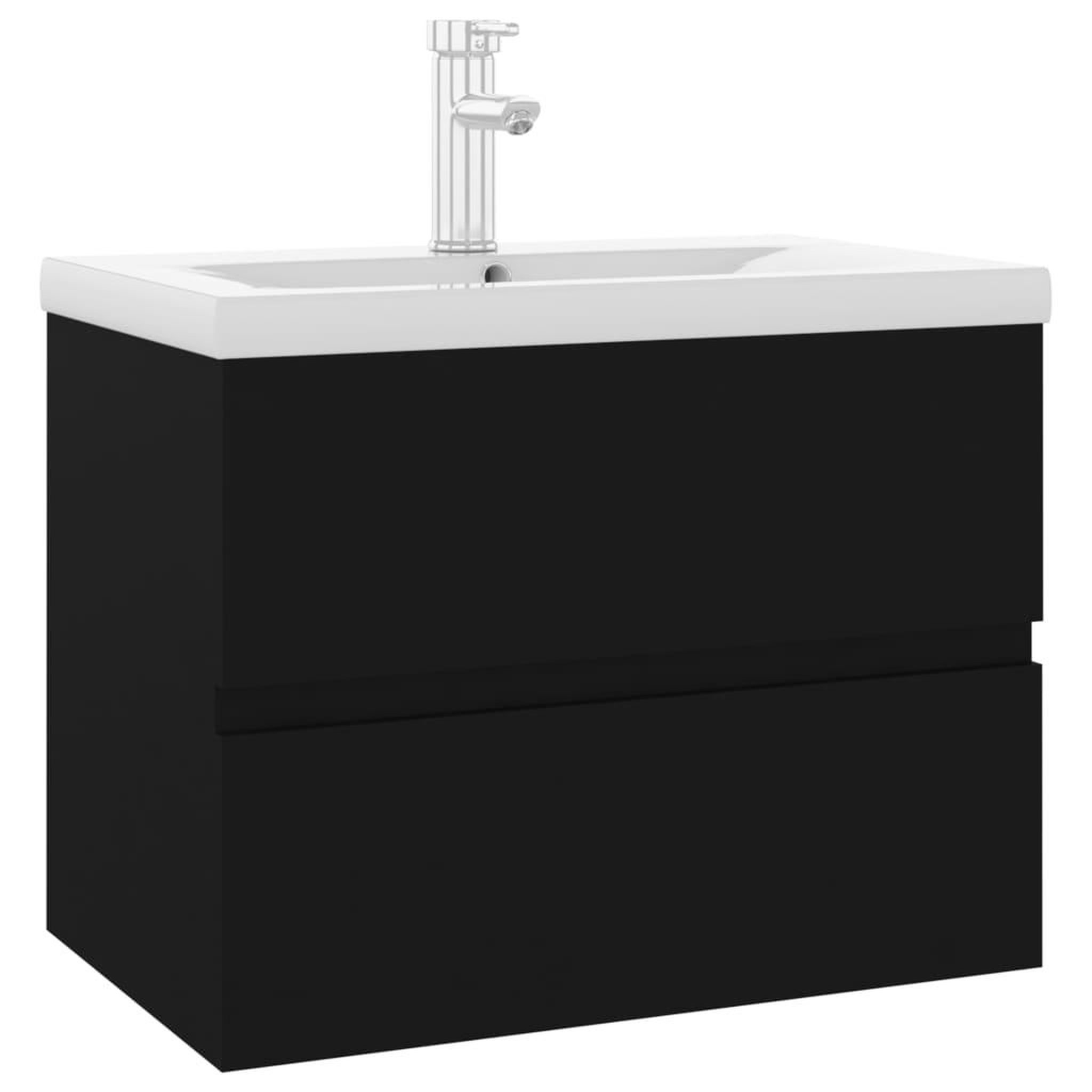 Voir la diapositive 2 : VIDAXL Armoire d'evier avec lavabo integre noir bois d'ingenierie