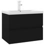 Voir la diapositive 2 : VIDAXL Armoire d'evier avec lavabo integre noir bois d'ingenierie