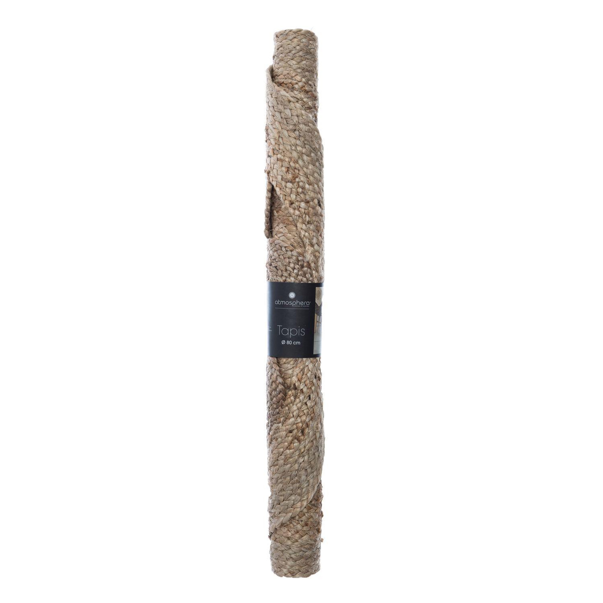 Voir la diapositive 5 : ATMOSPHERA Tapis ajouré en jute Esra Diam. 80cm - Beige