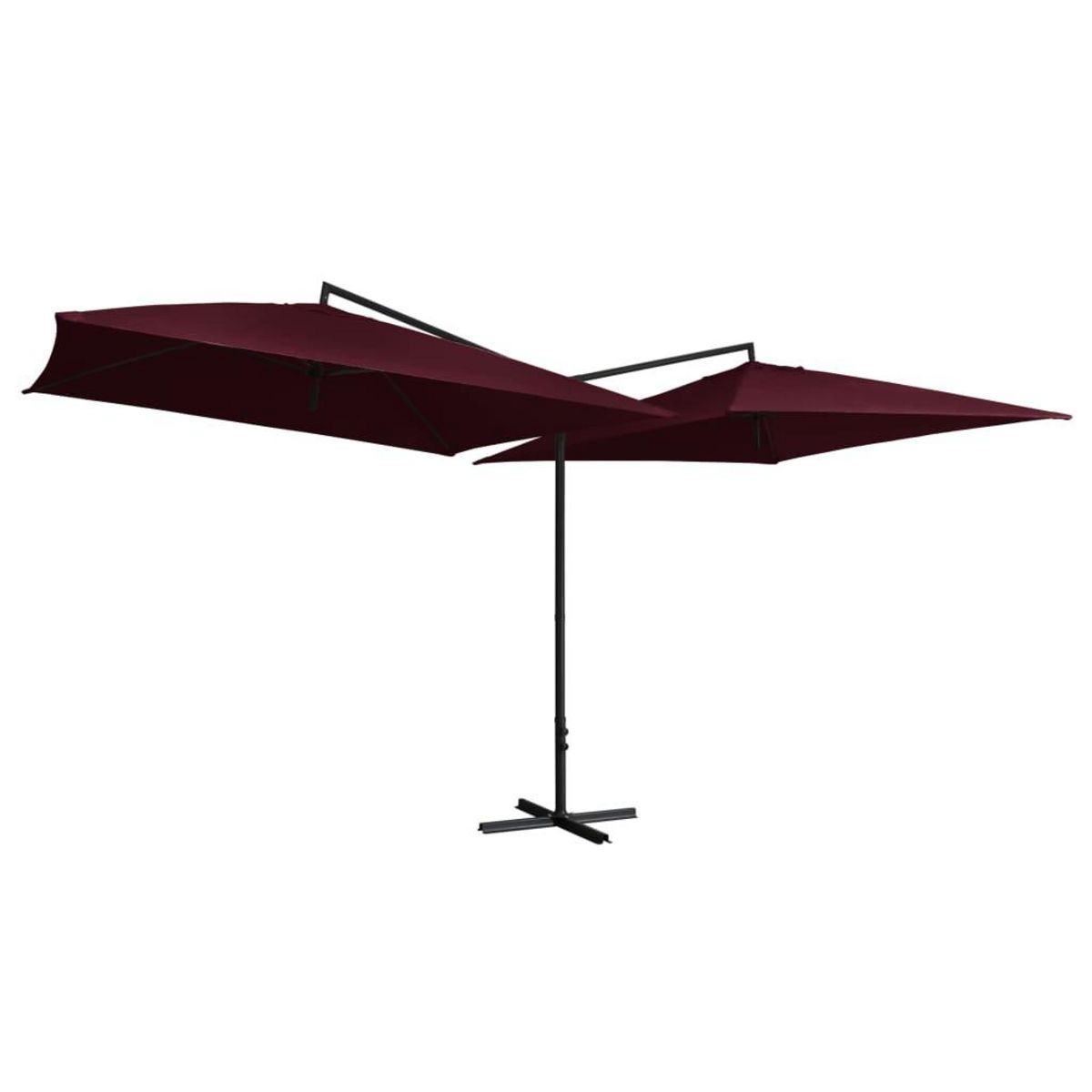 VIDAXL Parasol double avec mat en acier 250 x 250 cm Rouge bordeaux