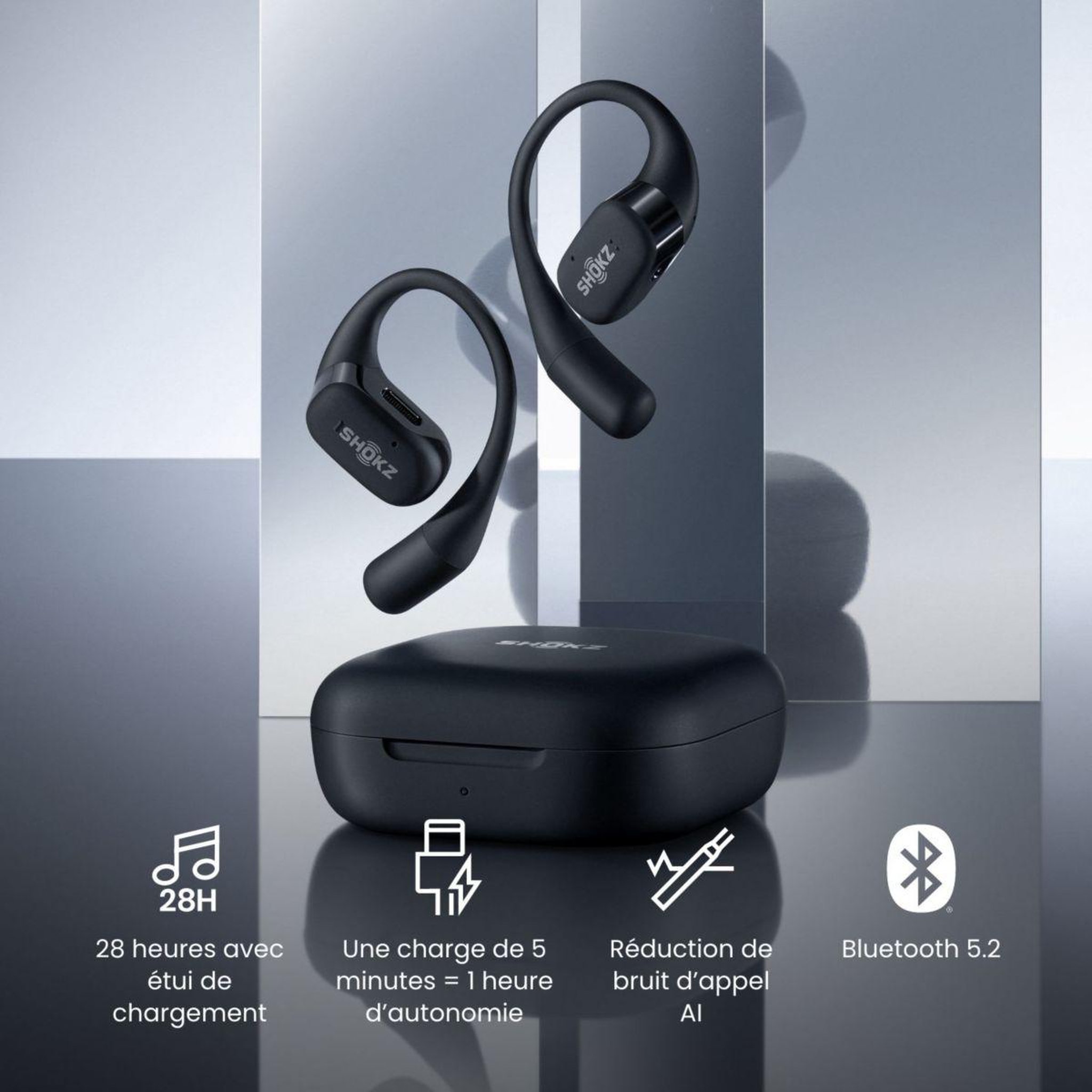 Voir la diapositive 5 : SHOKZ Ecouteurs OpenFit Noir