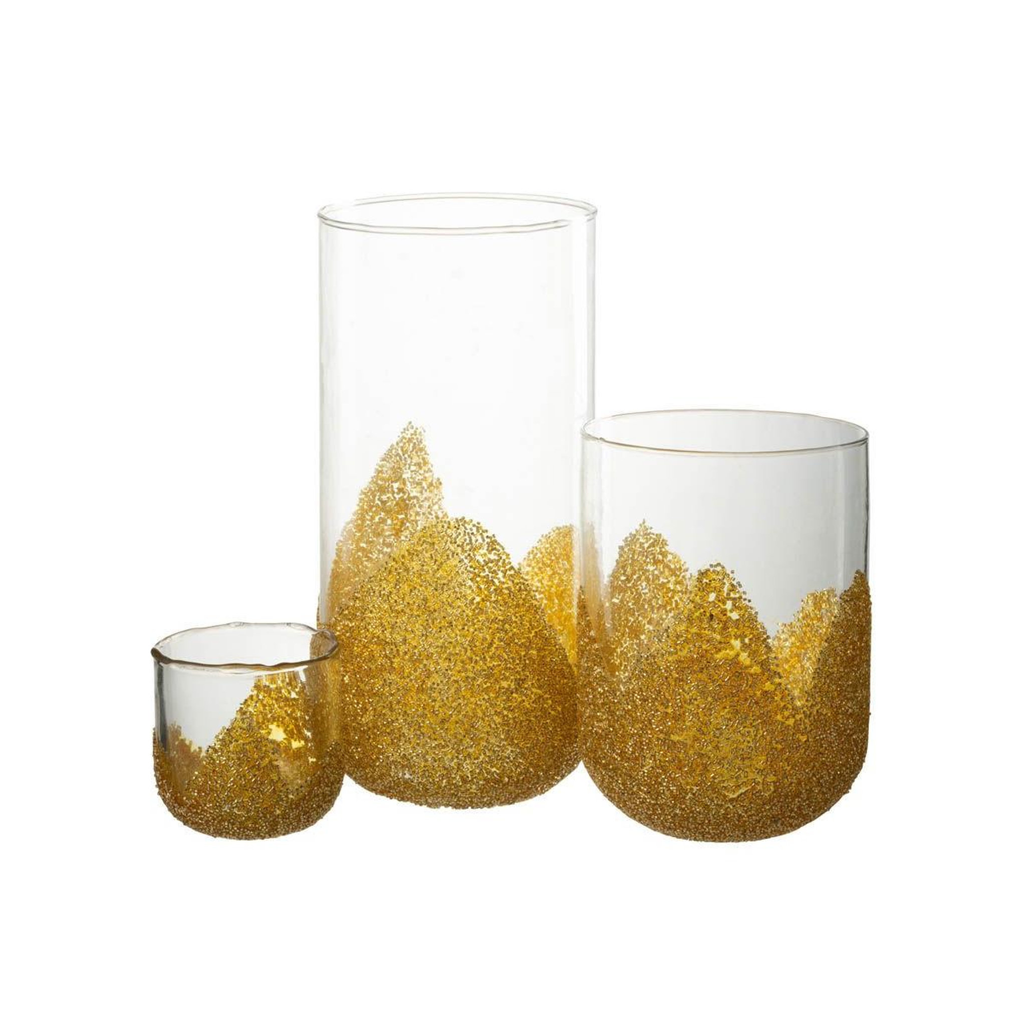 Voir la diapositive 4 : J-LINE Photophore déco en verre  strass  18cm or