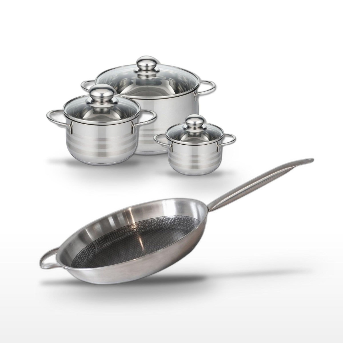 ELO Lot Poêle 32 cm et 3 Faitouts 20/16/12 cm Elo Relief Solution