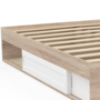 Voir la diapositive 5 : ID MARKET Cadre de lit double SALEM avec rangements et sommier 160 x 200 cm façon hêtre et blanc