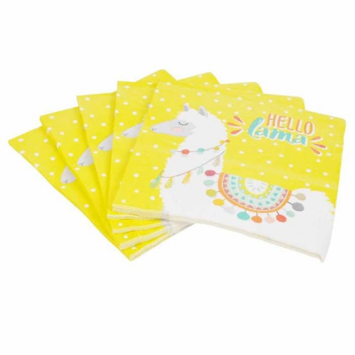 Paris Prix Lot de 20 Serviettes en Papier  Hello Lama  33x33cm Jaune