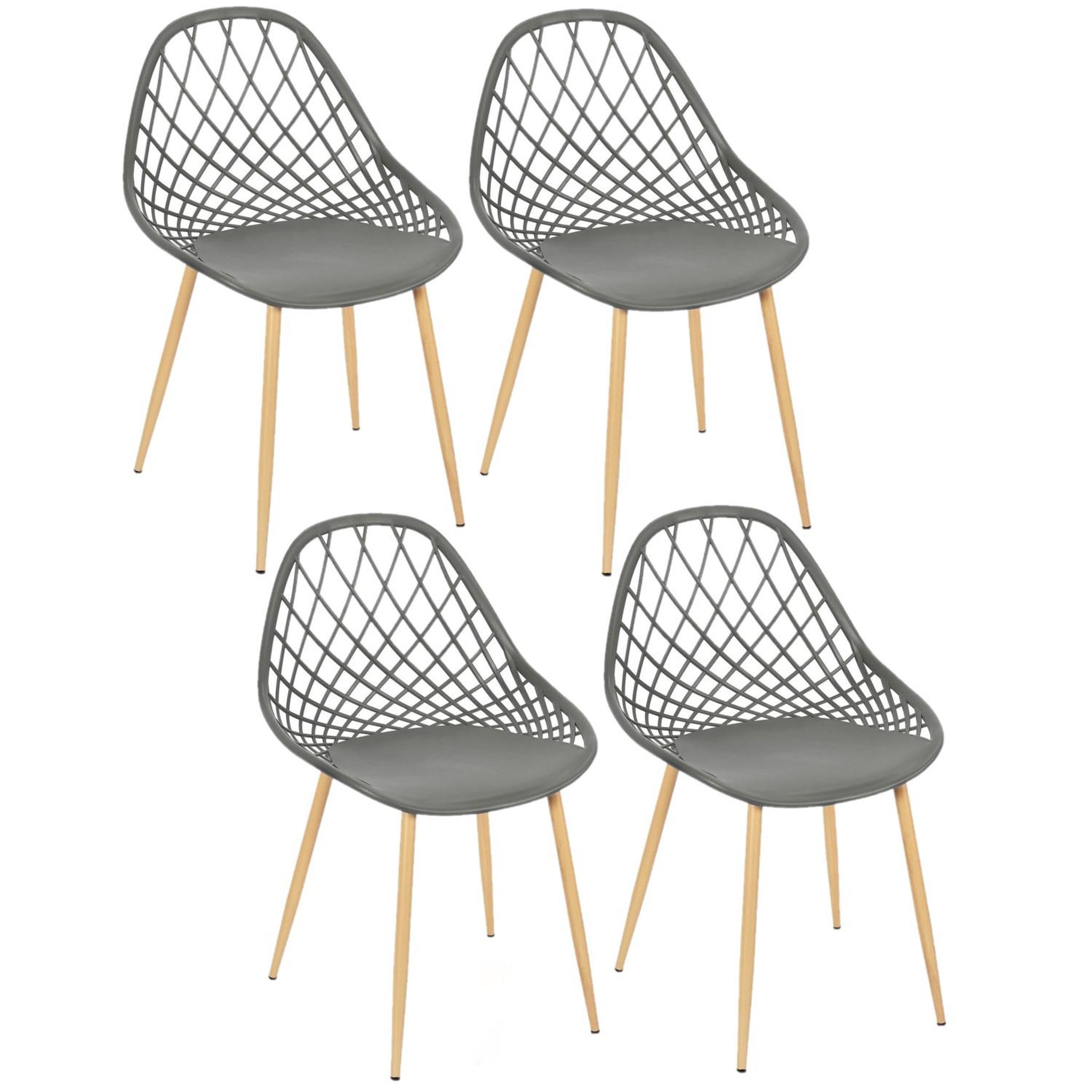 Voir la diapositive 1 : TOILINUX Lot de 4 chaises d'extérieur Malaga en polypropylène