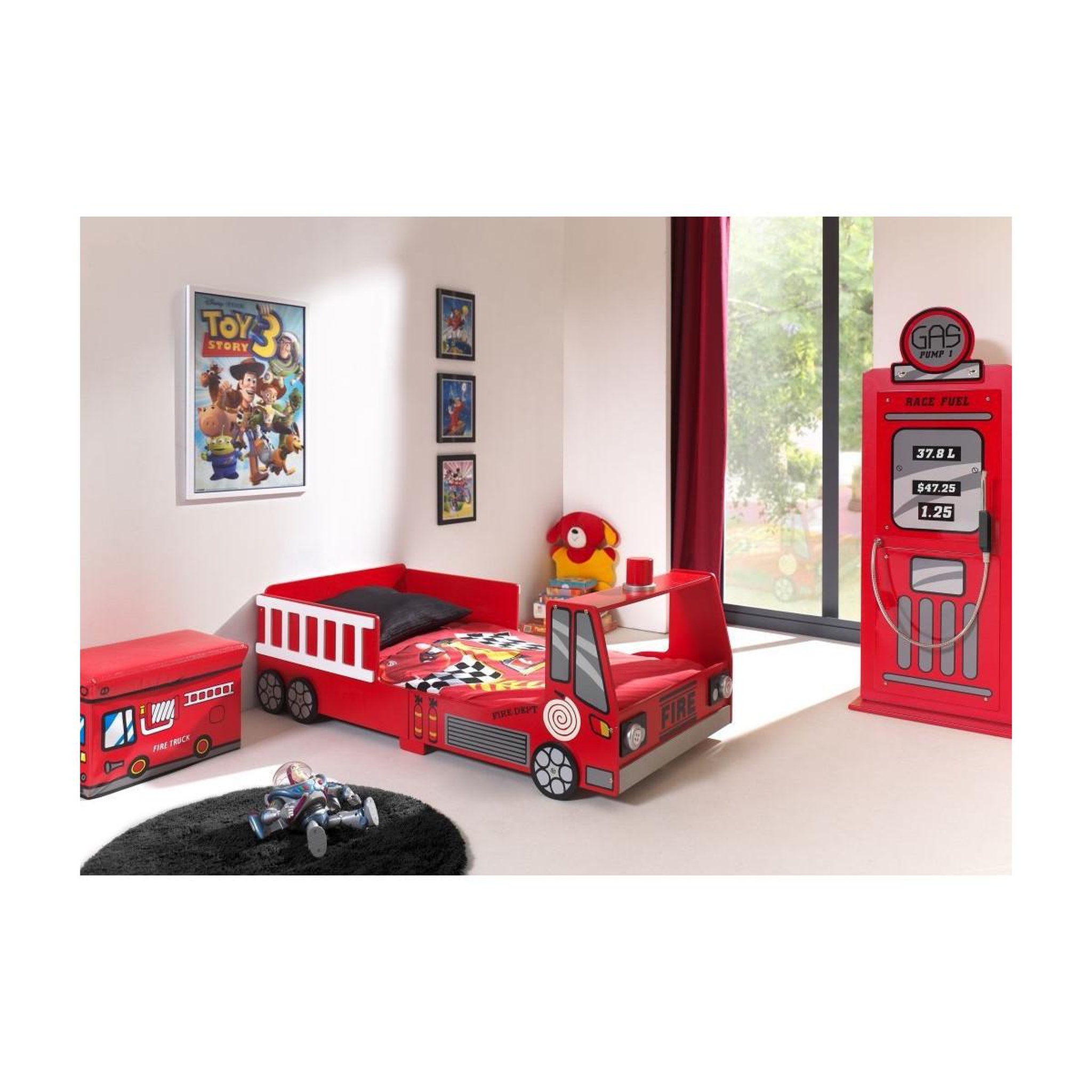 Voir la diapositive 5 : Paris Prix Pack - lit enfant & matelas  pompier  70x140cm rouge