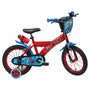Voir la diapositive 1 : Marvel Vélo enfant - Modèle 14'' Spiderman pour enfant de 95/110 cm avec stabilisateurs - Plaque décorative avant - Porte bidon - 2 freins et pneus gonflables