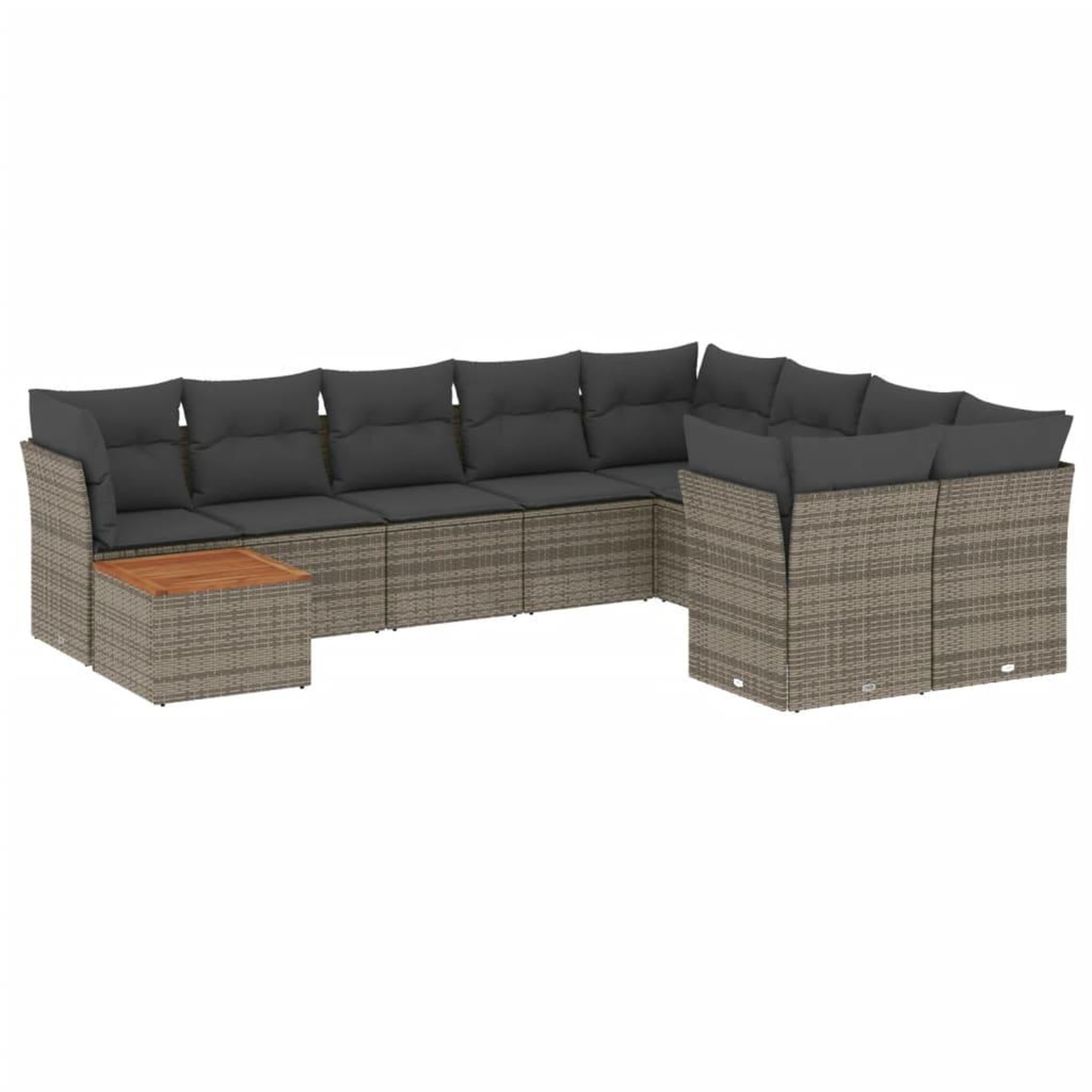 Voir la diapositive 2 : VIDAXL Salon de jardin avec coussins 10 pcs gris resine tressee