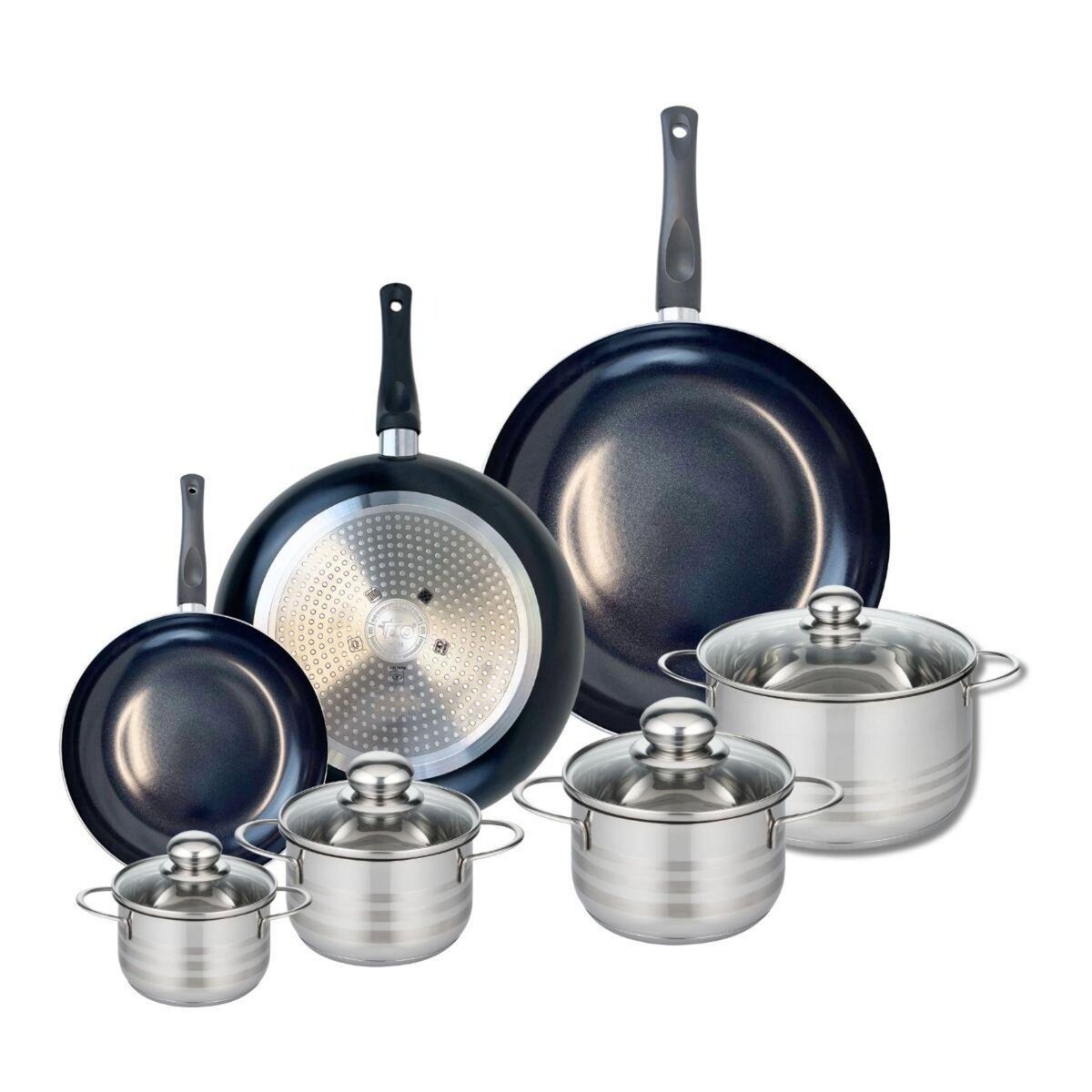 ELO Ensemble de 3 Poêles de cuisson 20, 28 et 32 cm et 4 faitouts 12, 14, 16 et 20 cm Elo Prima Brillant