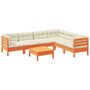 Voir la diapositive 2 : VIDAXL Salon de jardin 7 pcs avec coussins cire marron bois pin massif