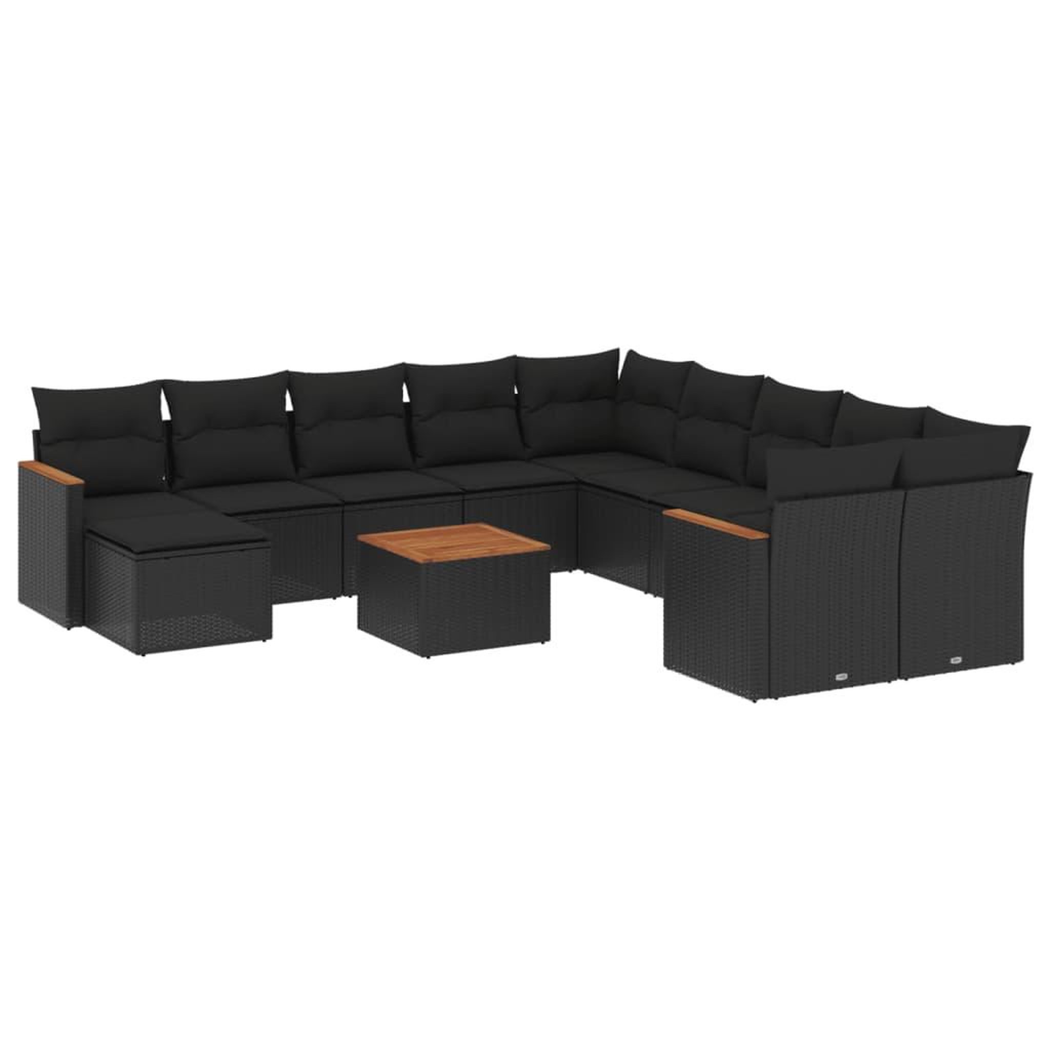 Voir la diapositive 2 : VIDAXL Salon de jardin 12 pcs avec coussins noir resine tressee