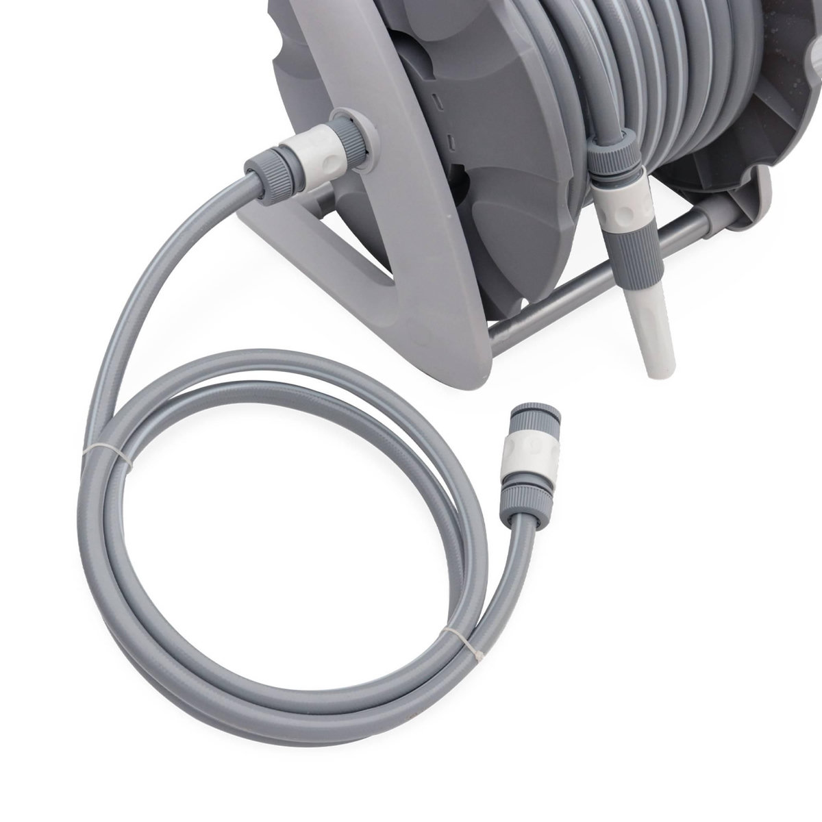 SWEEEK Dévidoir mural mini 20m. enrouleur avec tuyau d'arrosage. raccord et lance fournis