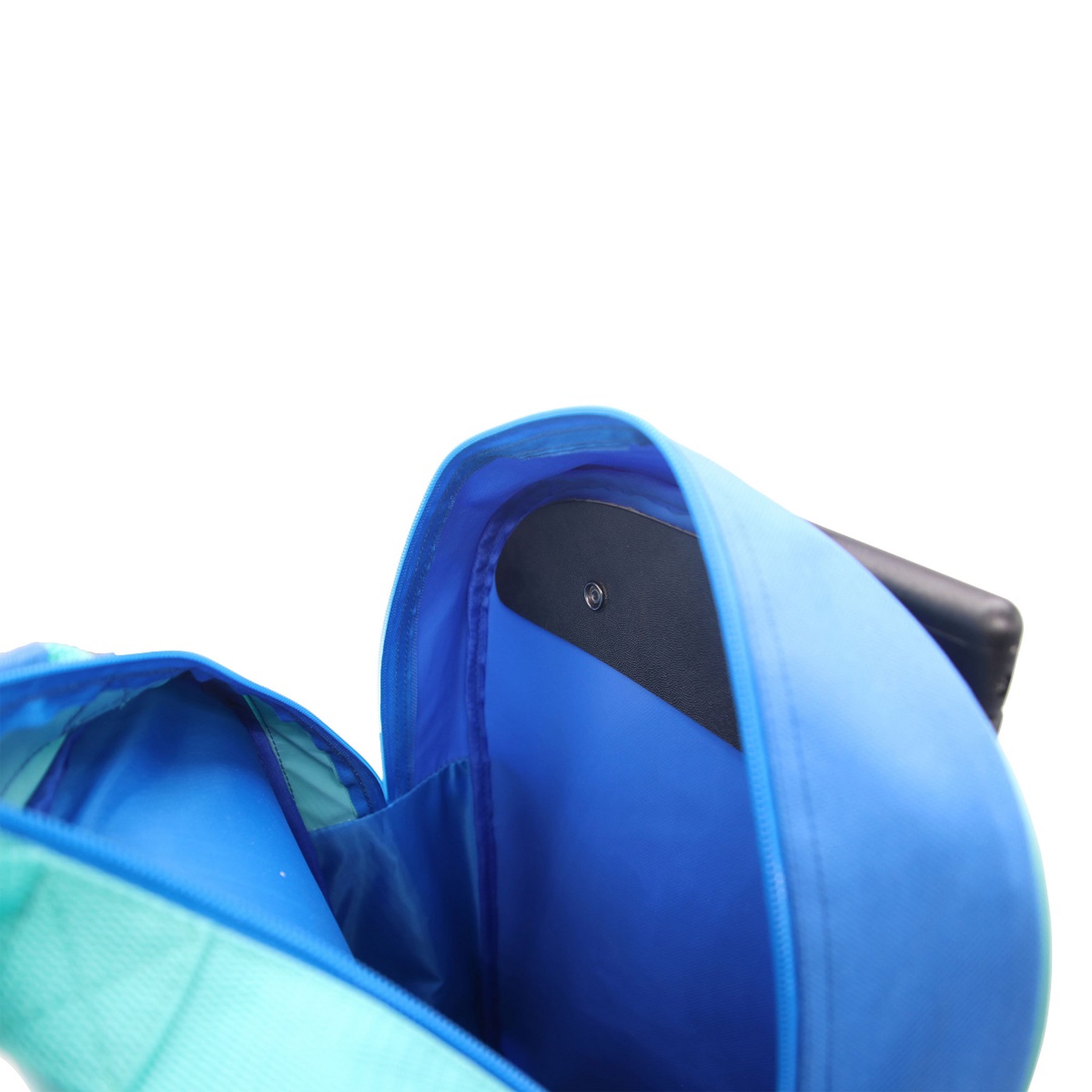 Voir la diapositive 3 : AUCHAN Sac à dos à roulettes bleu