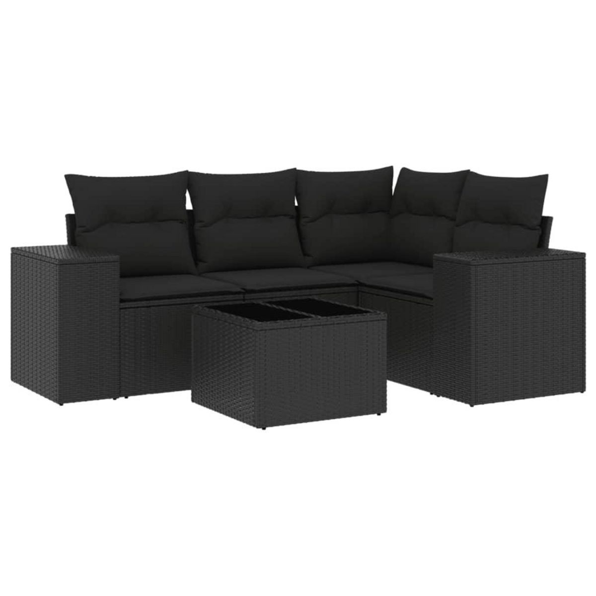 VIDAXL Salon de jardin 5 pcs avec coussins noir resine tressee