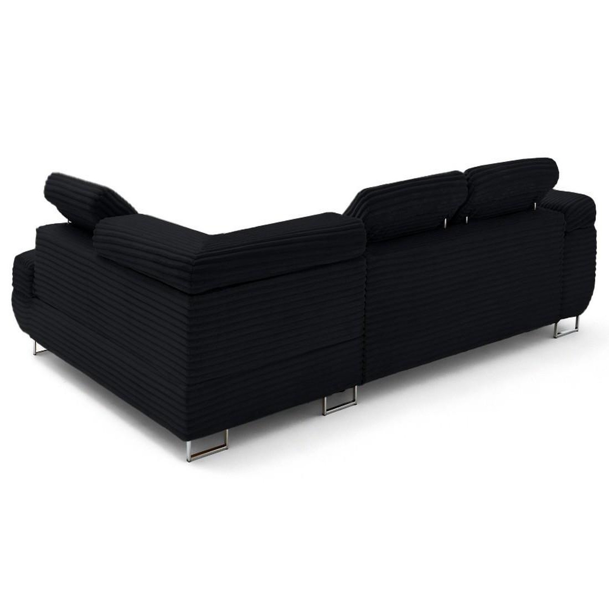 Voir la diapositive 4 : LISA DESIGN Zaria - canapé d'angle droit 5 places convertible avec coffre et têtières en velours côtelé grosses côtes