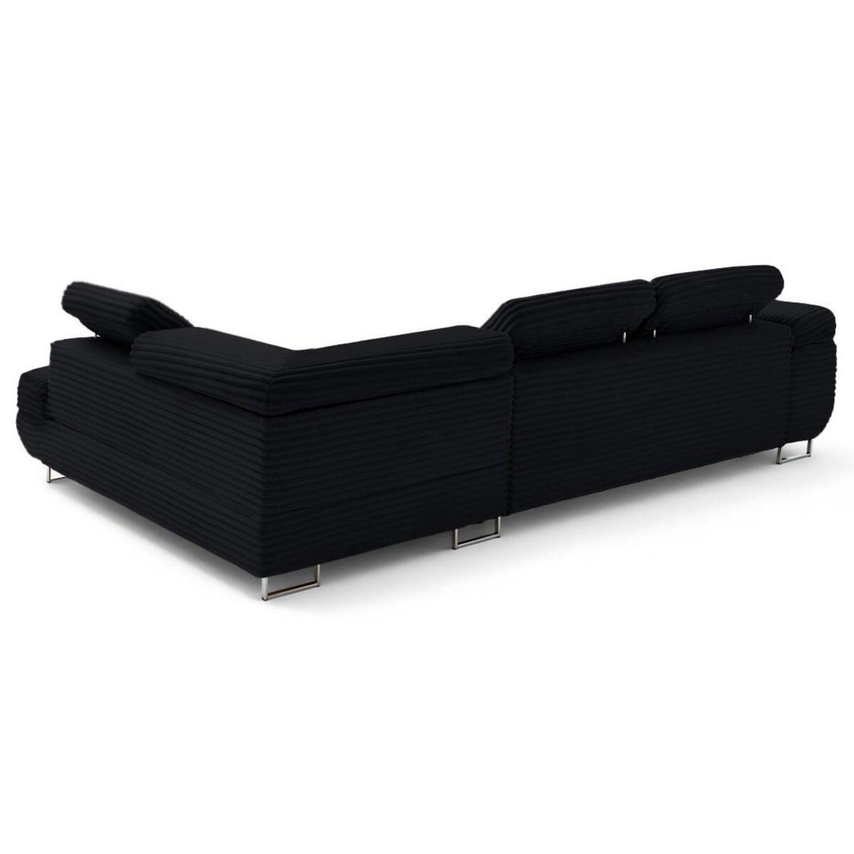 LISA DESIGN Zaria - canapé d'angle droit 5 places convertible avec coffre et têtières en velours côtelé grosses côtes