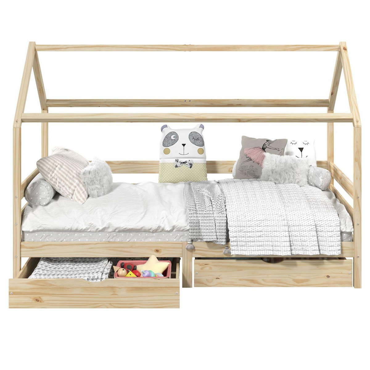 IDIMEX Lit cabane CLIA 90 x 200 cm avec tiroirs, en pin massif