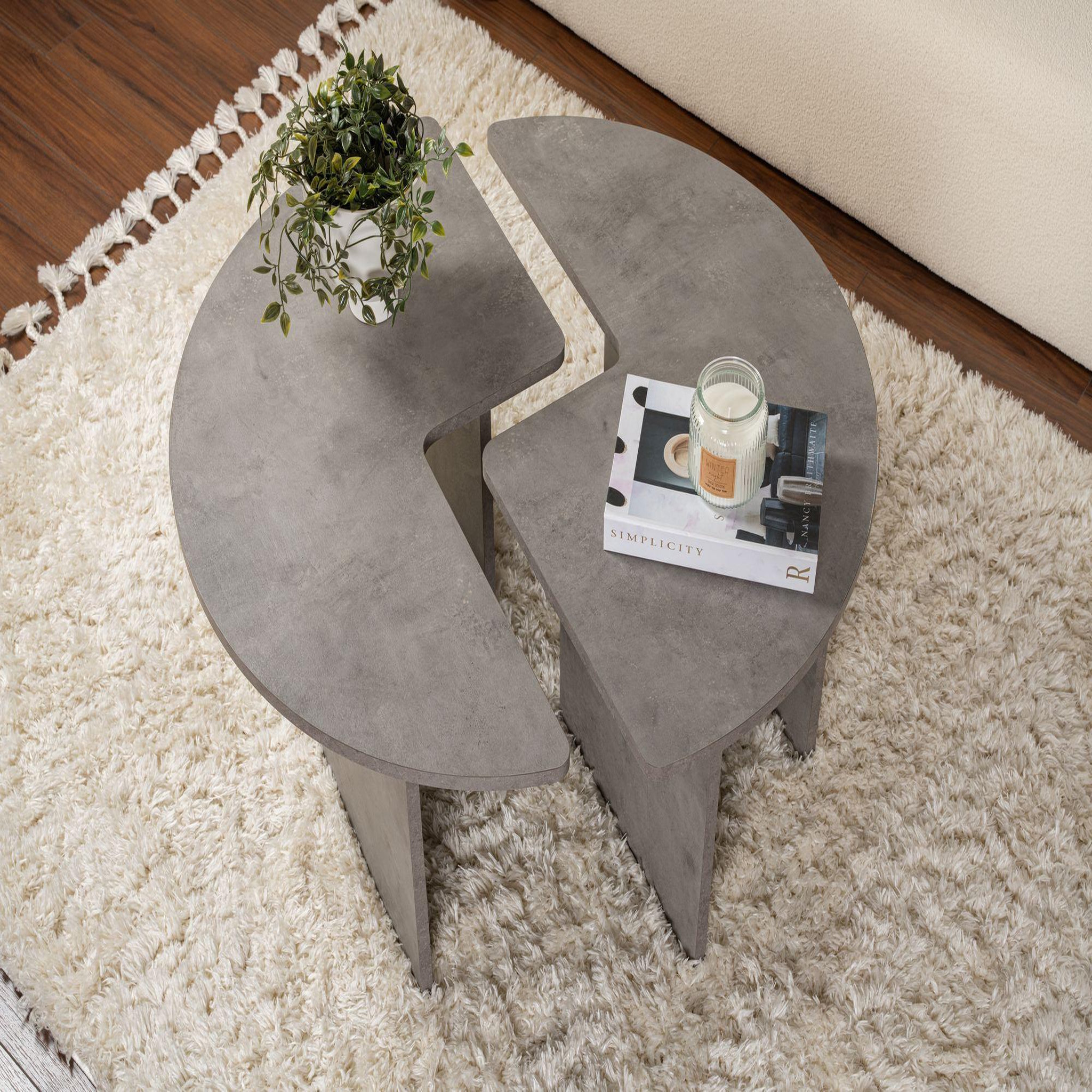 Voir la diapositive 4 : Habitat et Jardin Table basse en bois  moira  90 x 90 x 41 cm - gris béton
