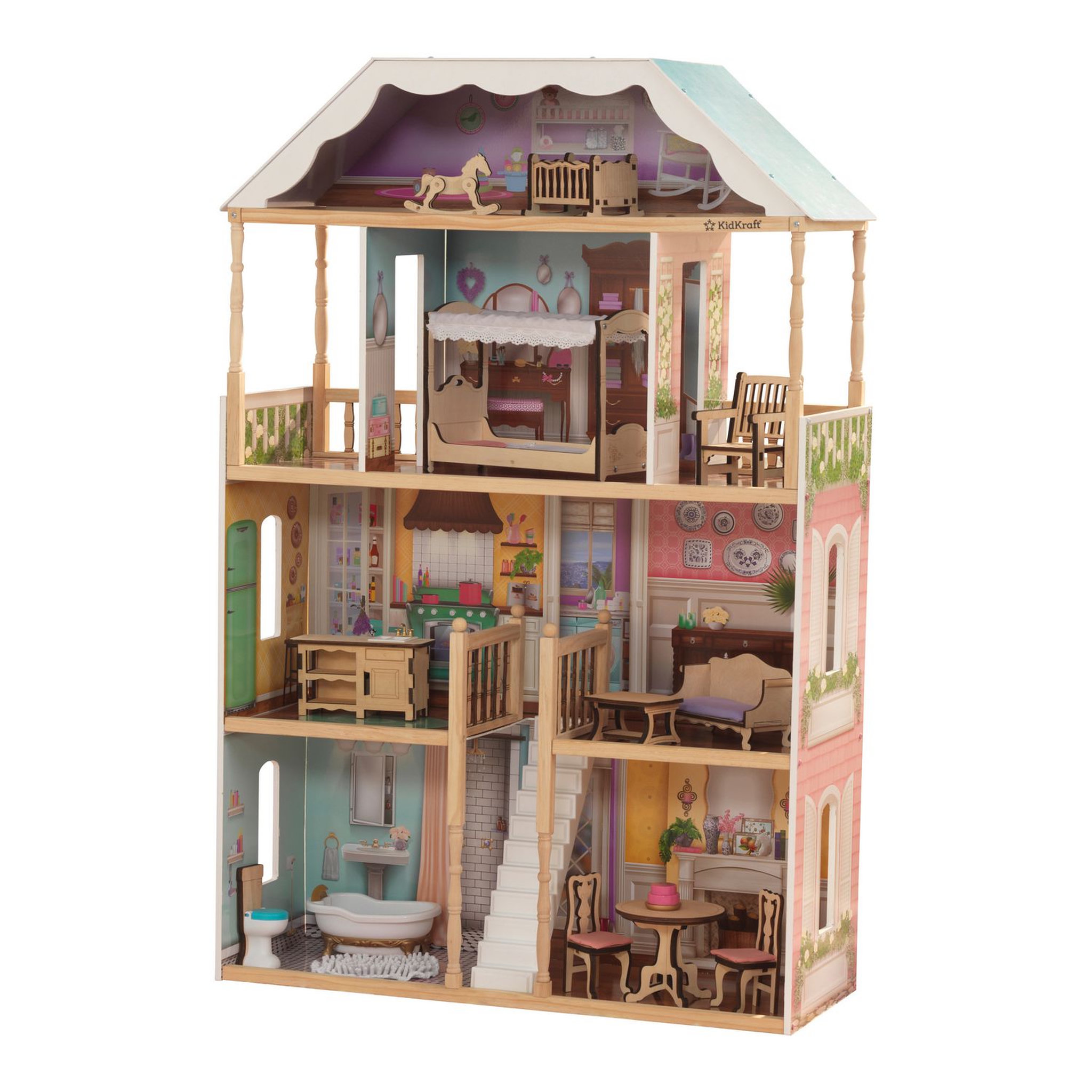 Voir la diapositive 1 : Kidkraft Maison de poupées en bois avec EZ Kraft Assembly - Charlotte