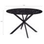 Voir la diapositive 3 : ID MARKET Table à manger ronde ALIX 6 personnes pied araignée noir et plateau effet marbre noir ALASKA 110 cm