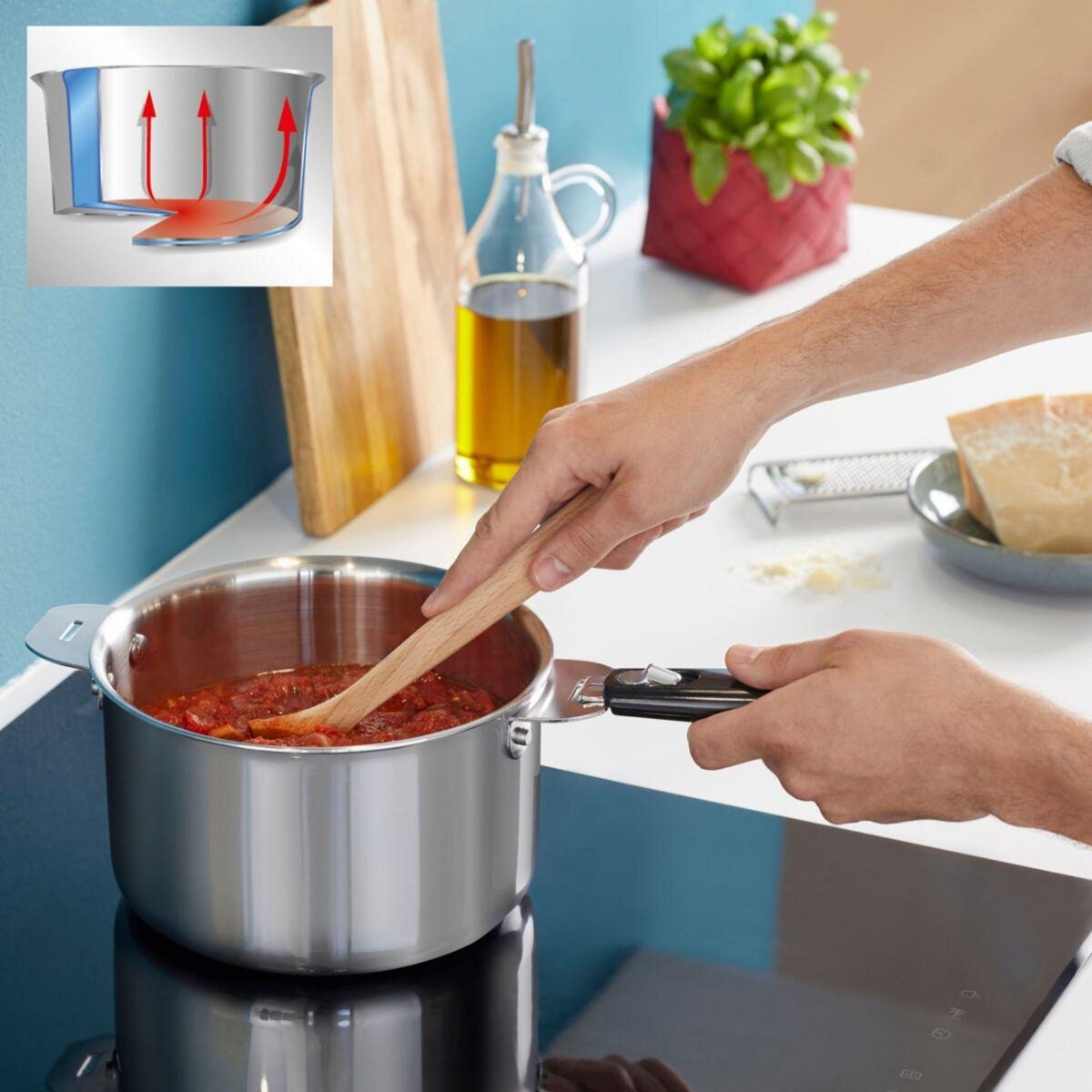 Lagostina Batterie de cuisine Esperta triply 3pcs + poignée